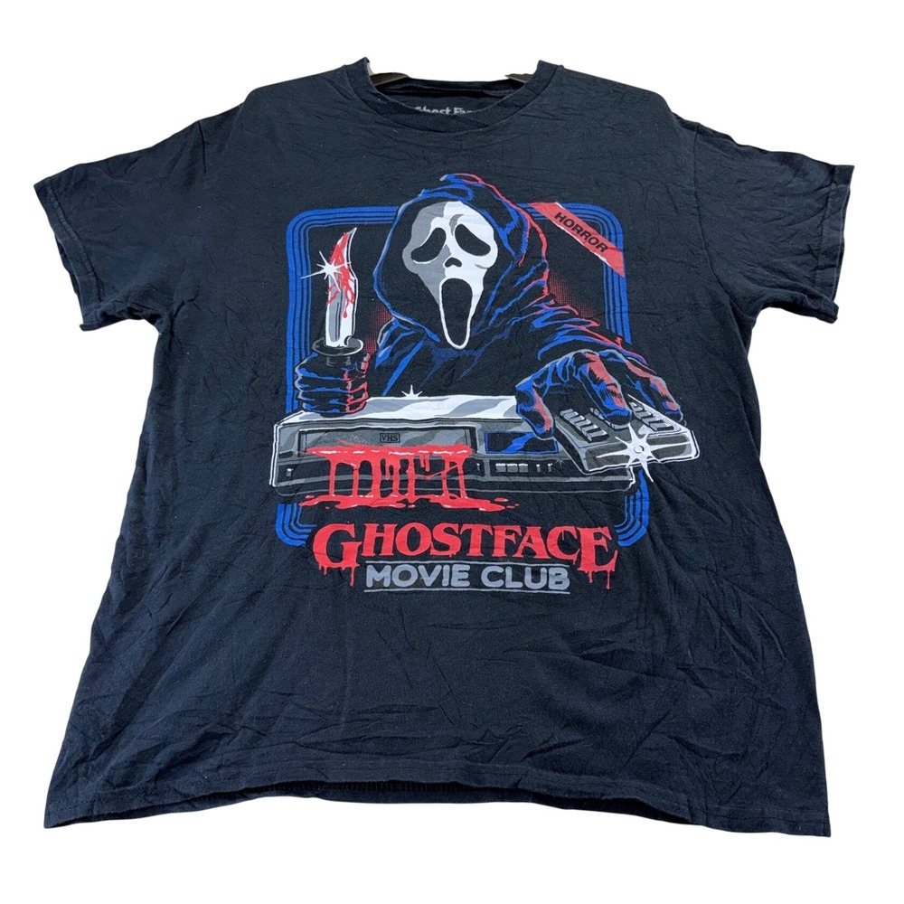 Ghostface T-Shirt Unisex Medium Black Movie Club Horror Graphic Tee Spencers